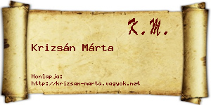 Krizsán Márta névjegykártya